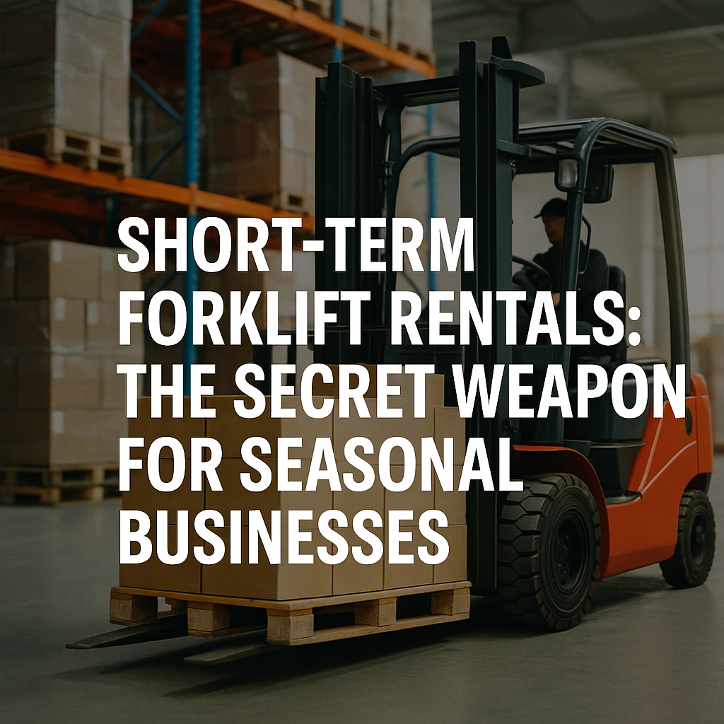forklift with text overlay short term rentals