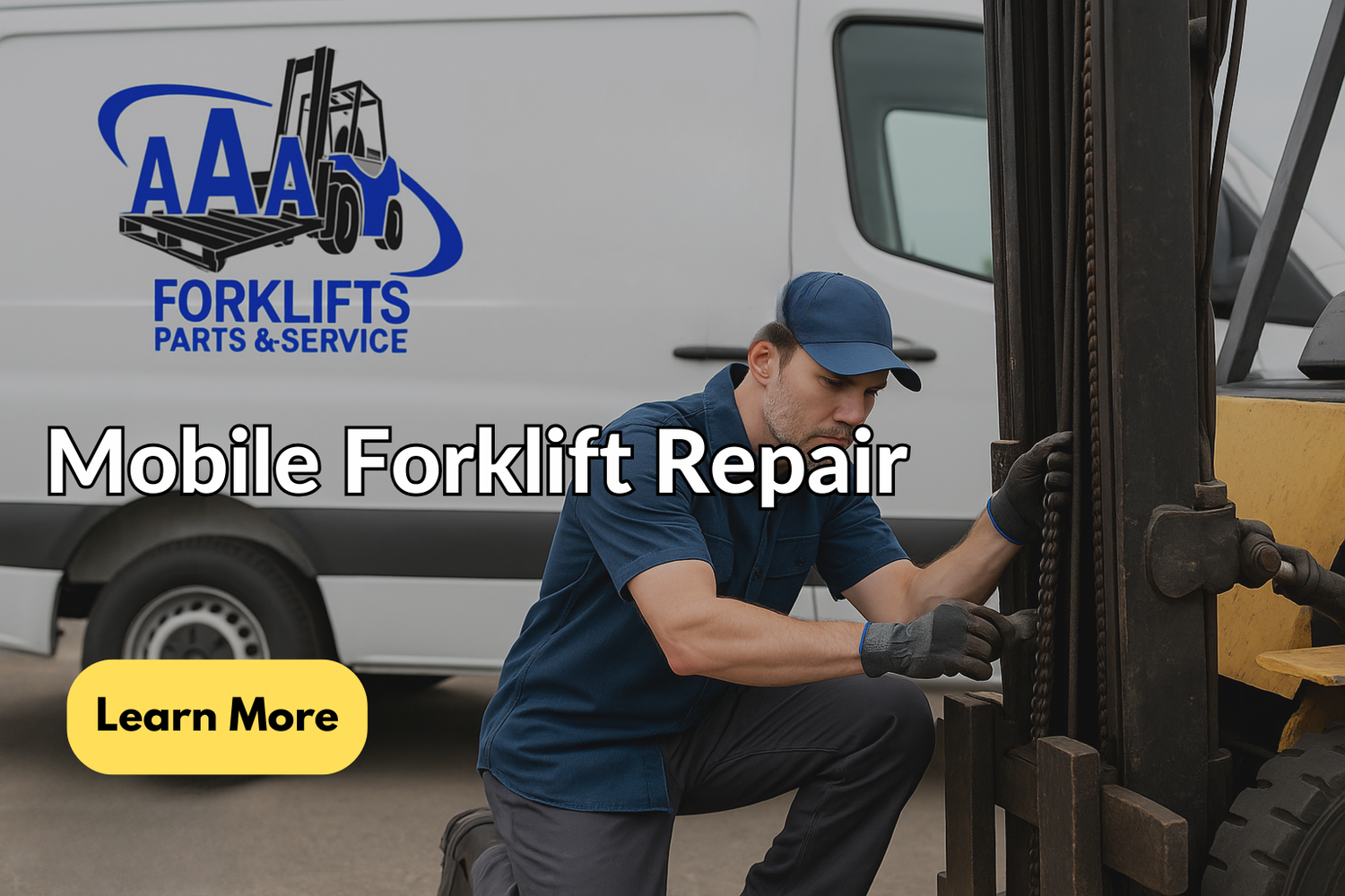 aaa forklift technician working on forklift