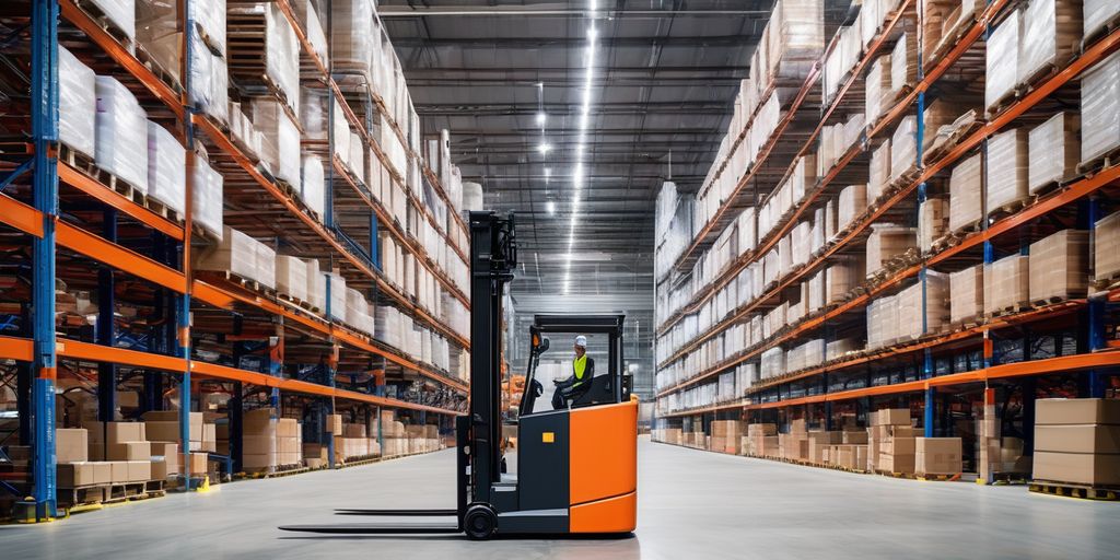 autonomous forklift in a modern warehouse