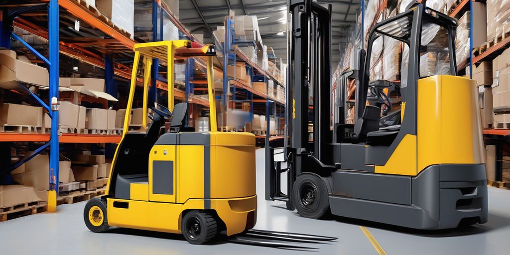fork truck parts illustration in a warehouse