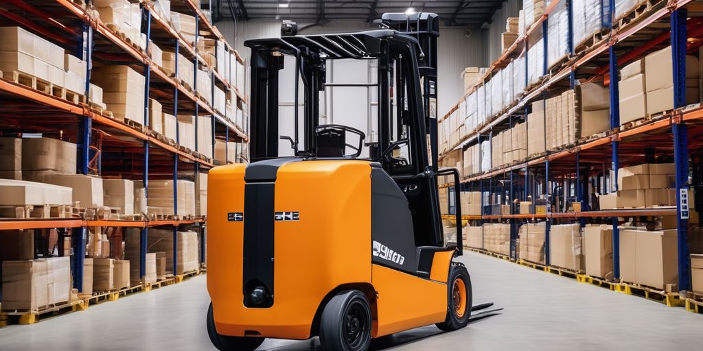 electric forklift in warehouse