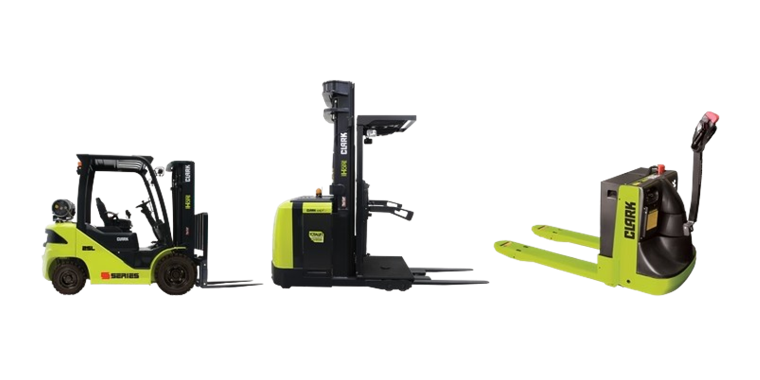 three types of forklifts in a row