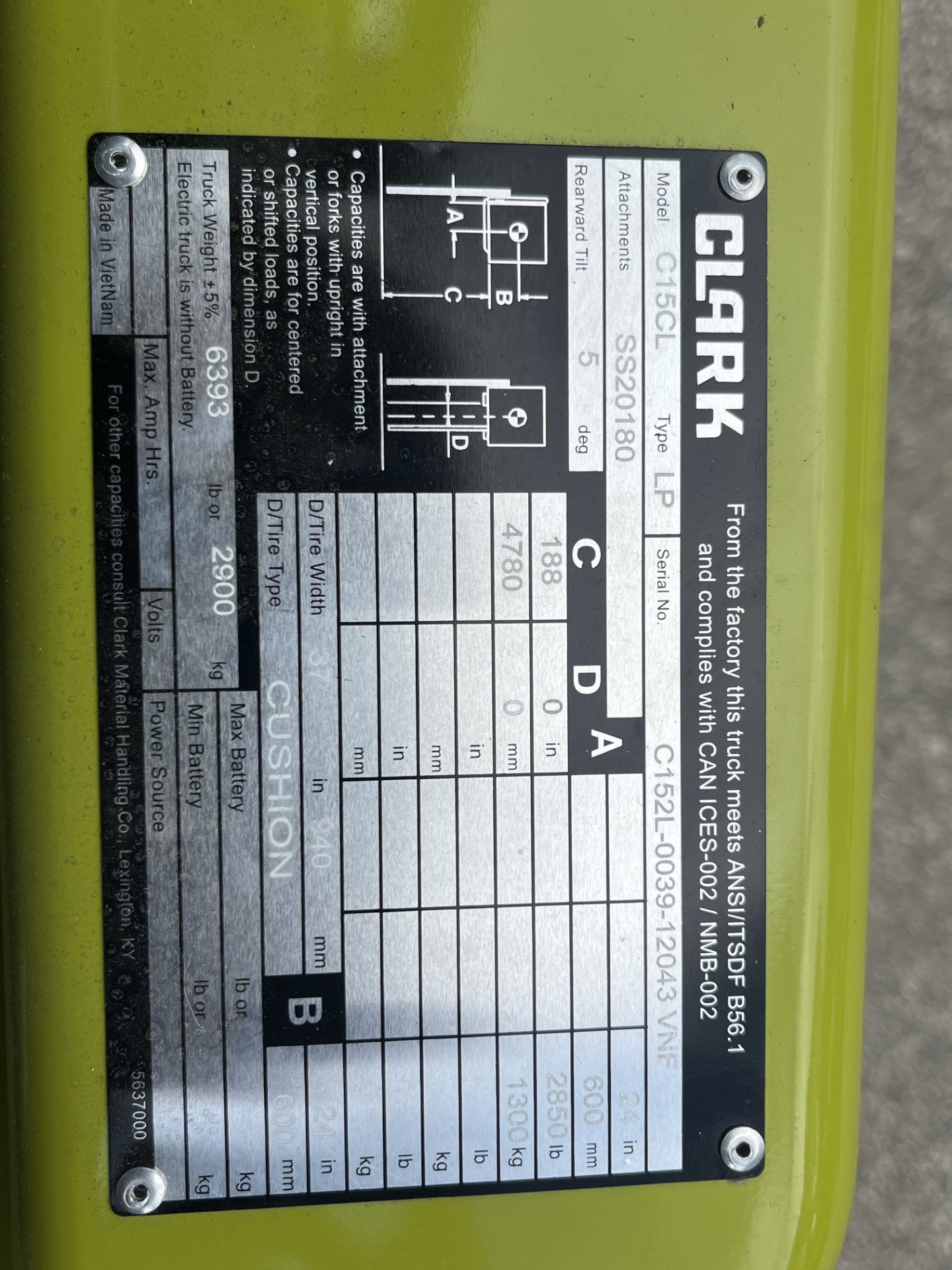 NEW 2023 Clark C15CL 3000 lb. LPG Forklift w/ Sideshift 188"H