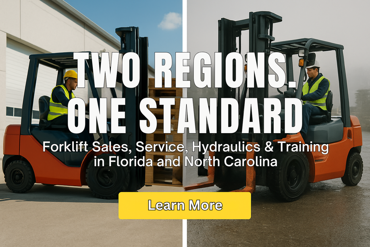 two AAA Forklift forklift technicians
