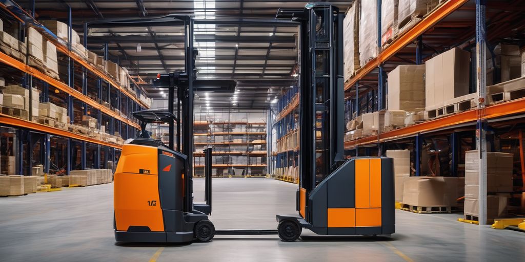 futuristic forklift in a modern warehouse