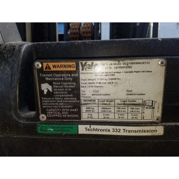 2007 Yale GLC155VX 15 500LBS LPG Forklift w/ Sideshift Non-Mar Tires - Forklifts